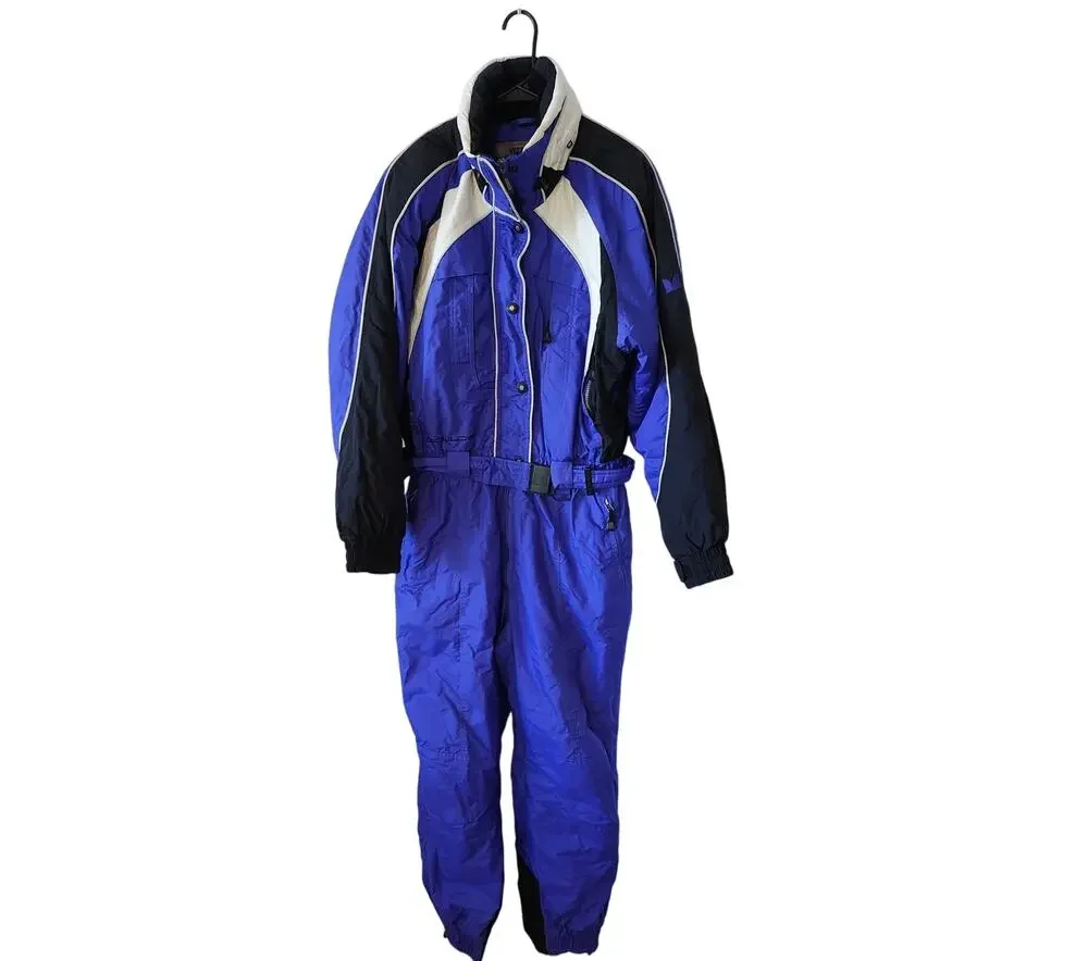 Vintage Vitesse Couloir Ski Suit Blue Large 14 Snowsuit One Piece Snow Bib